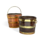 A GEORGE III MAHOGANY AND BRASS BOUND NAVETTE-SHAPED BUCKET,LATE 18TH OR EARLY 19TH CENTURY