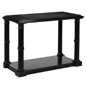 A MARBLE, EBONISED, AND BRONZED CONSOLE TABLE BY SOANE BRITAIN, IN WILLIAM IV STYLE, MODERN