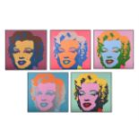 AFTER ANDY WARHOL, 'MARYLIN', FIVE SCREENPRINT BY SUNDAY B. MORNING