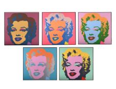 AFTER ANDY WARHOL, 'MARYLIN', FIVE SCREENPRINT BY SUNDAY B. MORNING