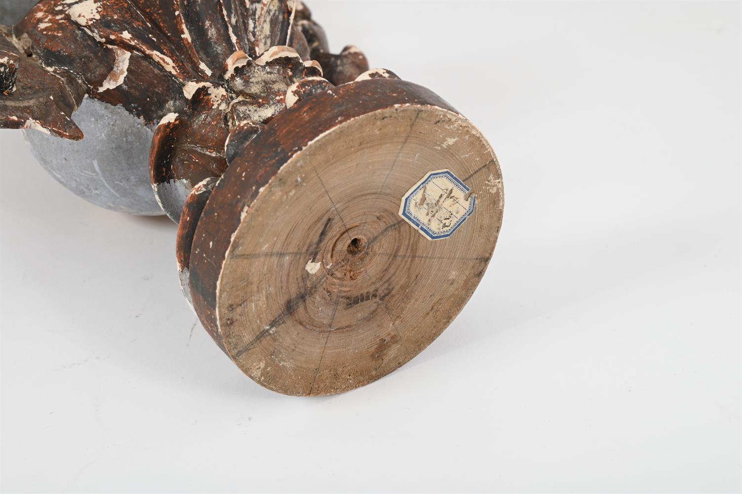 A PAIR OF CARVED WOOD AND COMPOSITION CANDLESTICK BASES, LATE 17TH OR EARLY 18TH CENTURY - Image 3 of 3