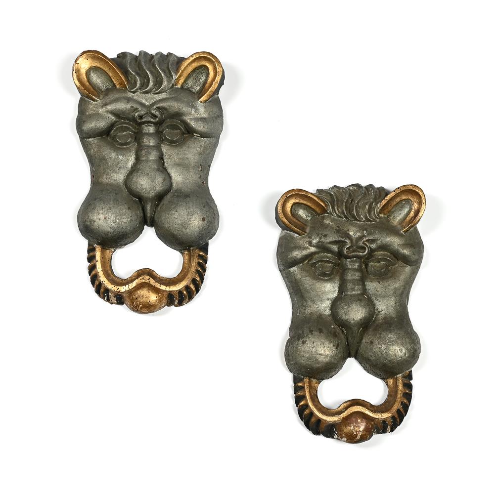 A PAIR OF ELABORATELY CARVED GILT ANIMAL MASKS, EARLY 20TH CENTURY