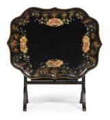 A HENRY CLAY PAPIER MÂCHÉ TRAY ON STAND, EARLY 19TH CENTURY