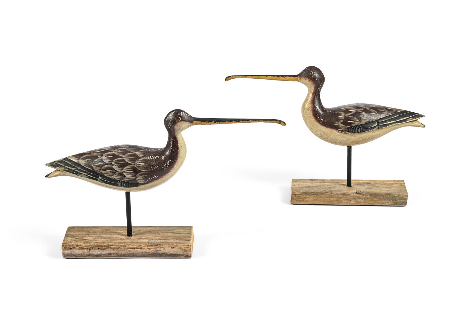 A PAIR OF PAINTED WOOD MODELS OF CURLEWS, MODERN - Image 2 of 2
