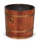A LARGE OAK AND BRASS BOUND LOG BIN OR PLANTER, 19TH CENTURY