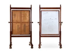 A PAIR OF GEORGE IV MAHOGANY CHEVAL MIRRORS, CIRCA 1830