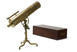 A FOUR INCH BRASS REFLECTING TELESCOPE, WATKINS & SMITH, LONDON, CIRCA 1760