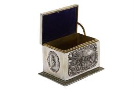 Y A VICTORIAN SILVER PLATED TABLE TOP BOX, CIRCA 1870