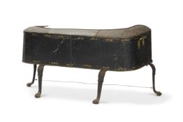 A VICTORIAN TOLE PEINTE RAISED FIRE FENDER OR PLATE WARMER, CIRCA 1870