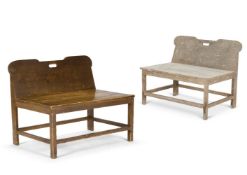 A PAIR OF VICTORIAN SCUMBLED PINE LUGGAGE STANDS