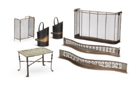 A LATE VICTORIAN BRASS AND WIREWORK NURSERY FENDER, LATE 19TH CENTURY