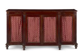 A GEORGE IV MAHOGANY BREAKFRONT SIDE CABINET, CIRCA 1820