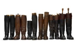 FIVE PAIRS OF VARIOUS LEATHER RIDING AND HUNTING BOOTS, LATE 19TH AND 20TH CENTURY