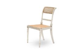 A REGENCY CANED AND LATER WHITE-PAINTED SIDE CHAIR, CIRCA 1810