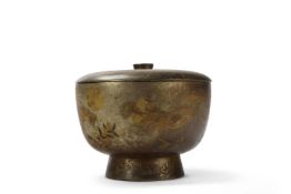 A JAPANESE LACQUER ROUND PEDESTAL BOWL AND COVER, LATE 19TH CENTURY