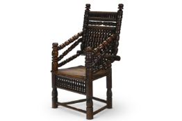 AN ASH AND ELM 'TURNER'S' CHAIR, PROBABLY EARLY 17TH CENTURY