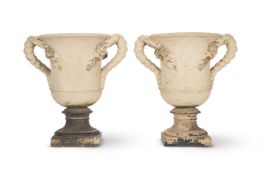 A PAIR OF REGENCY COADE STONE CAMPANA VASES, BY COADE & SEALY