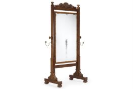 A GEORGE IV MAHOGANY CHEVAL MIRROR, CIRCA 1830