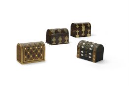 Y A GROUP OF FOUR VICTORIAN DOME TOP STATIONERY BOXES, CIRCA 1870-1900