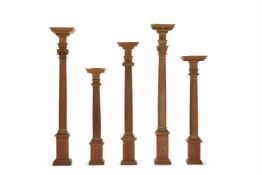 A LOUIS XVI SET OF FIVE CARVED BOXWOOD ARCHITECTURAL MODELS OF THE FIVE CLASSICAL ORDERS