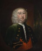 ENGLISH SCHOOL (CIRCA 1750), PORTRAIT OF A GENTLEMAN, IN A DARK GREEN COAT