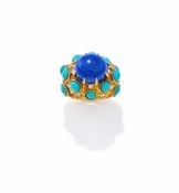 TRIO, A LAPIS LAZULI, TURQUOISE AND DIAMOND DRESS RING