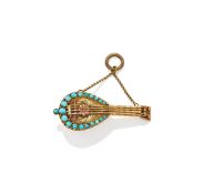 A VICTORIAN TURQUOISE MANDOLIN PENDANT