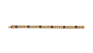 A SAPPHIRE CURB LINK BRACELET