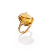 A CITRINE AND DIAMOND DRESS RING