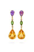 A PAIR OF GEM SET PENDENT EARRINGS