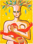Elvira Bach (b.1951) Frau mit Kind im Arm, aus ihrem Kopf ein Baum spriessend, from Columbus - In …