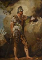 ATTRIBUTED TO JOHN HAMILTON MORTIMER (BRITISH 1740 - 1779), SOLDIER HOLDING A SEVERED HEAD