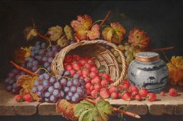 CHARLES THOMAS BALE (BRITISH 1849- 1925), STILL LIFE WITH A BASKET OF STRAWBERRIES