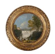 ‡ RICHARD WILSON (WELSH 1714-1782), THE WEIR ON THE PO (FIGURES BY A WATERFALL)