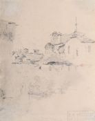 CIRCLE OF RICHARD PARKES BONINGTON (BRITISH 1802 - 1828), STUDY OF VILLAGE ROOFS