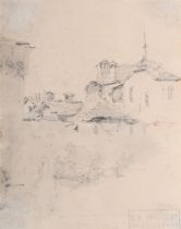CIRCLE OF RICHARD PARKES BONINGTON (BRITISH 1802 - 1828), STUDY OF VILLAGE ROOFS