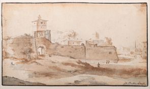 BARTHOLOMEUS BREENBERGH (DUTCH 1598-1657), WALLS OF A CITY, POSSIBLY LATINUM