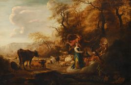 ‡ NICOLAES BERCHEM (DUTCH 1620-1683), MERCURY BRINGING ARGUS' EYES TO JUNO