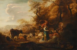 ‡ NICOLAES BERCHEM (DUTCH 1620-1683), MERCURY BRINGING ARGUS' EYES TO JUNO