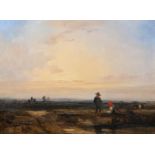 ‡ RICHARD PARKES BONINGTON (BRITISH 1802-1828), LANDSCAPE WITH SUNSET AND FIGURES