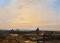 ‡ RICHARD PARKES BONINGTON (BRITISH 1802-1828), LANDSCAPE WITH SUNSET AND FIGURES