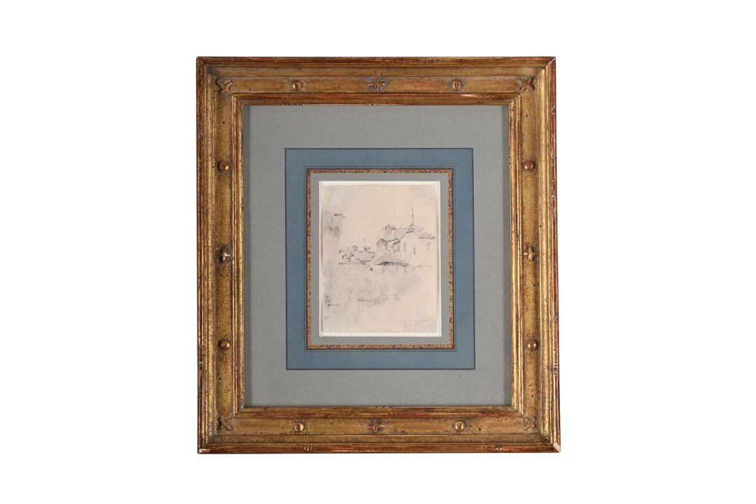 CIRCLE OF RICHARD PARKES BONINGTON (BRITISH 1802 - 1828), STUDY OF VILLAGE ROOFS - Image 2 of 3