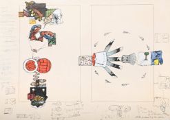 λ ÖYVIND FAHLSTRÖM (SWEDISH 1928-1976), STUDY FOR PHASE 3 OF THE COLD WAR