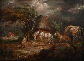 JAMES WARD (BRITISH 1769-1859), A WAGON PASSING A COTTAGE ON A WINDY NIGHT