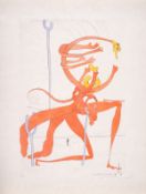λ Salvador Dalí (1904-1989) Figure rouge avec portrait de Quevedo (Field 75-5C; M&L 771b)
