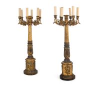 PIERRE-PHILIPPE THOMIRE, A PAIR OF FRENCH EMPIRE GILT-BRONZE SIX LIGHT CANDELABRA