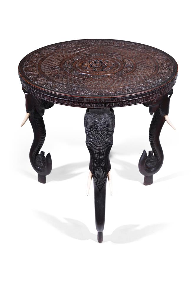 Y THREE INDIAN CARVED EXOTIC HARDWOOD OCCASIONAL TABLES, CIRCA 1890 - Image 4 of 11