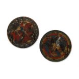 TWO CIRCULAR ANGLO-GALLIC ENAMEL ROUNDELS, 14TH CENTURY OR LATER
