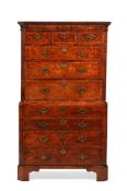 A FINE GEORGE I BURR WALNUT CHEST ON CHEST, CIRCA 1725