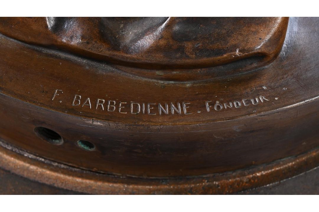 AFTER ÉMILE-CORIOLAN-HIPPOLYTE GUILLEMIN, A BRONZE FIGURAL LIGHT OR TORCHERE 'FEMME INDIENNE' - Image 7 of 8